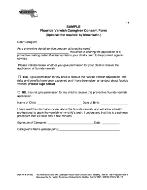 Fluoride Varnish Caregiver Consent Form