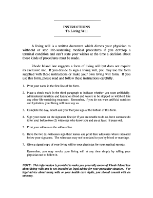 Rhode Island Living Will Form