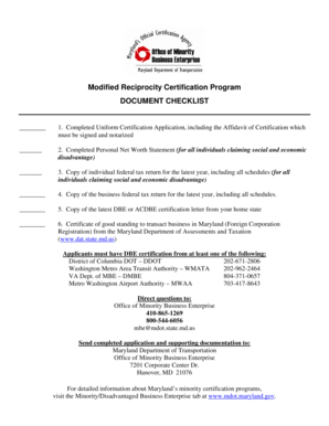 Fillable Online mdot maryland Modified Reciprocity Certification ...