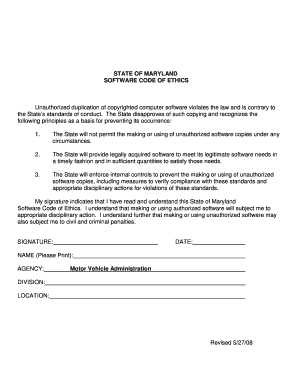 Maryland Software Code of Ethics