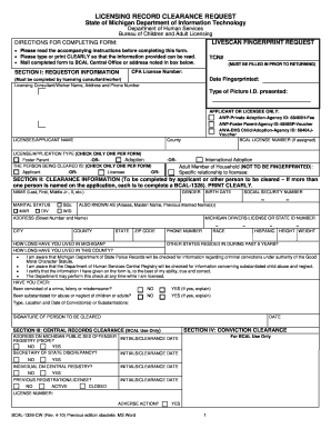 Michigan Licensing Record Clearance Request