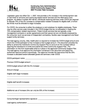 CDCS Community Support Plan Amendment Form