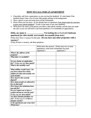 Apartment Rental Inquiry Form