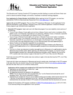 Education and Training Voucher Application