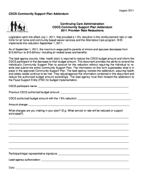 CDCS Community Support Plan Addendum