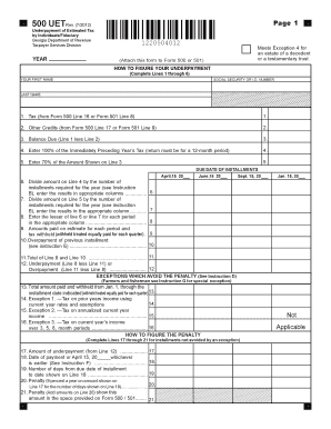Georgia 500 UET Form