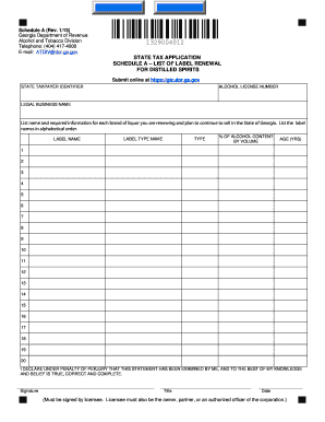 Georgia Distilled Spirits Label Renewal Form