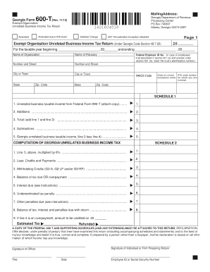 Georgia Form 600-T