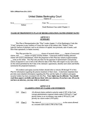 US Bankruptcy Court Form 25A