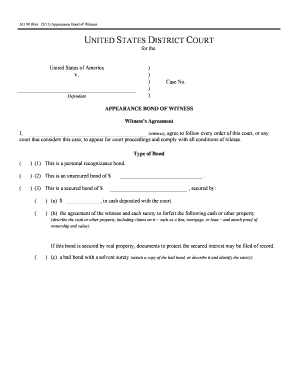 Appearance Bond of Witness