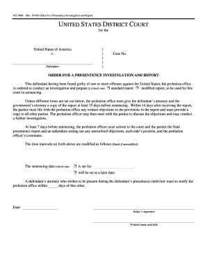 Order for a Presentence Investigation and Report