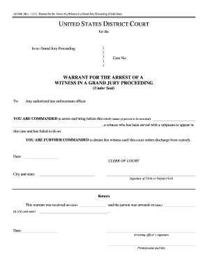 Warrant for the Arrest of a Witness in a Grand Jury Proceeding