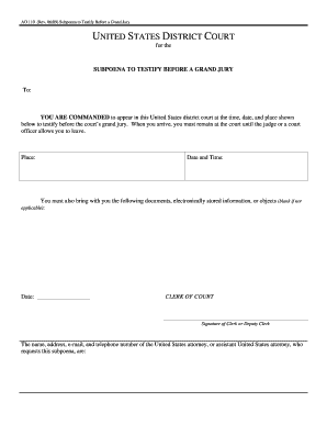 Subpoena to Testify Before a Grand Jury