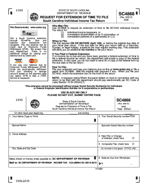 South Carolina SC4868 Tax Extension Form