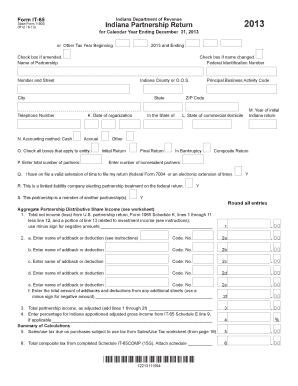Indiana Partnership Return 2013