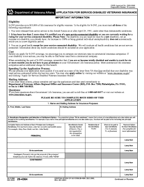 Application for Service-Disabled Veterans Insurance
