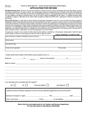 New Mexico Application for Refund