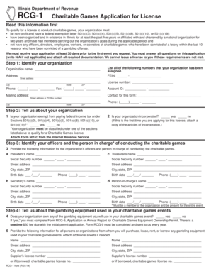 Illinois Charitable Games License Application