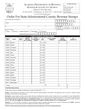 Alabama Cigarette Revenue Stamps Order Form