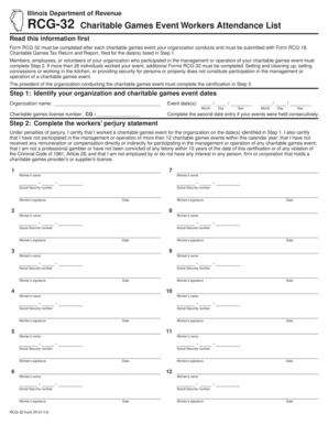 Illinois Charitable Games Event Workers Attendance List