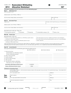 California Nonresident Withholding Allocation Worksheet