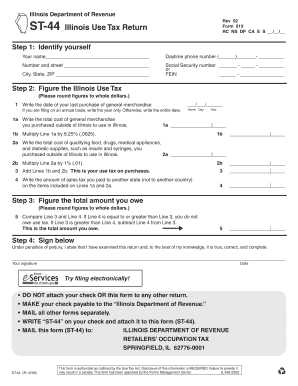Illinois Use Tax Return Form ST-44