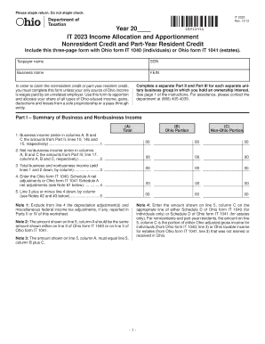 Ohio IT 2023 Income Allocation Form
