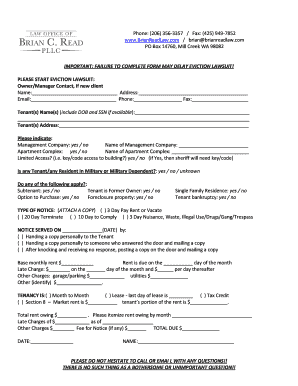 Eviction Lawsuit Initiation Form