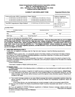 Alaska Comprehensive Health Insurance Association Enrollment Form