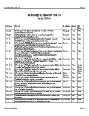 2014 941 form - B941b e-Filing Reject Codes - Drake Software