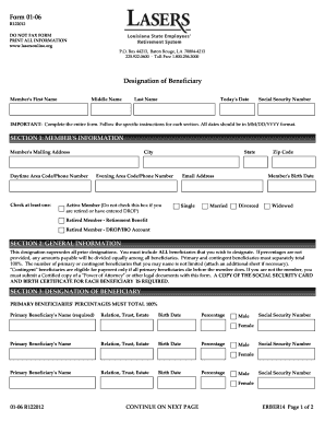 Louisiana State Retirement Beneficiary Designation Form