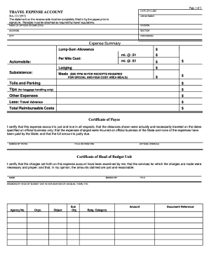 Travel Expense Account Form