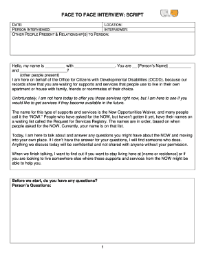 New Opportunities Waiver Interview Script