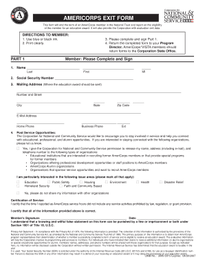 AmeriCorps Exit Form