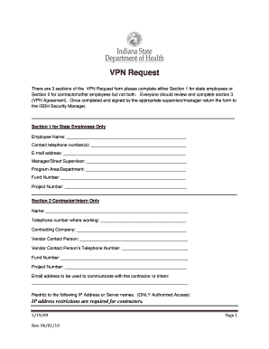Indiana State VPN Request Form