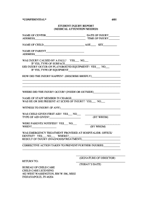 Student Injury Report Form