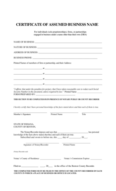 Certificate of Assumed Business Name