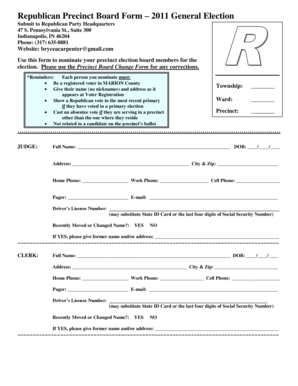 Republican Precinct Board Form
