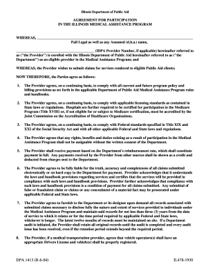 Illinois Medical Assistance Program Participation Agreement