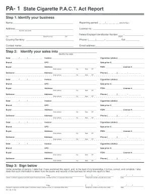 PA-1 State Cigarette P.A.C.T. Act Report