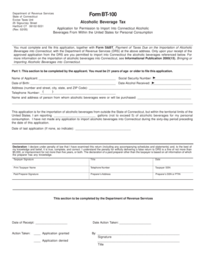 Connecticut Alcoholic Beverage Import Application