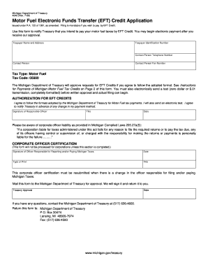Michigan Motor Fuel EFT Credit Application