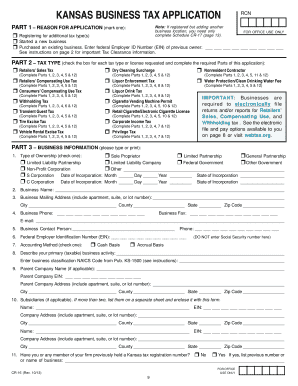 Kansas Business Tax Application