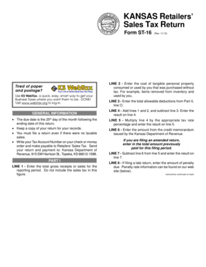 Kansas Retailers' Sales Tax Return Form ST-16