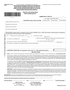 Hawaii Tax Extension Application