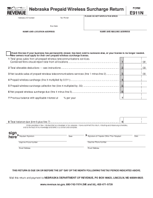 Nebraska Prepaid Wireless Surcharge Return Form