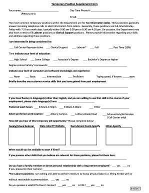 Temporary Position Supplement Form