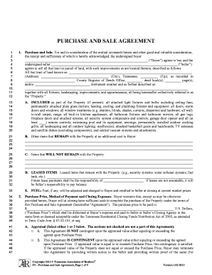 Tennessee Purchase and Sale Agreement