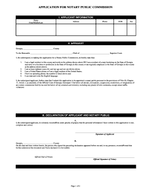 Georgia Notary Public Commission Application