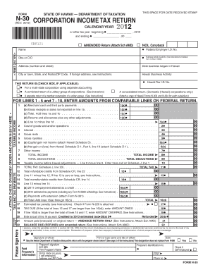 Hawaii Corporation Income Tax Return
